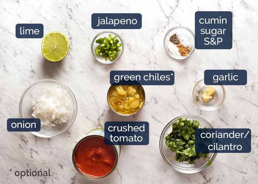 Ingredients in salsa