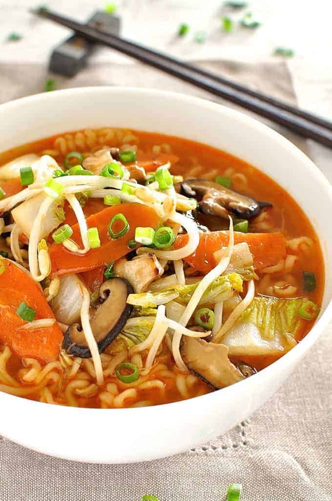Makeover instant ramen by adding a saucy stir fry topping!