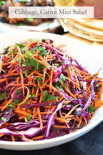 Arabian Feast (1 hr prep): Shredded Red Cabbage, Carrot and Mint Salad