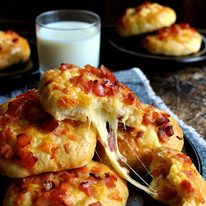 Double Cheese and Bacon Rolls - topped AND stuffed with cheese and bacon!