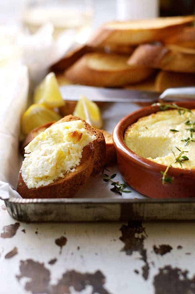 Lemon Garlic Baked Ricotta - an exciting new appetizer idea! Easy, fast gourmet.