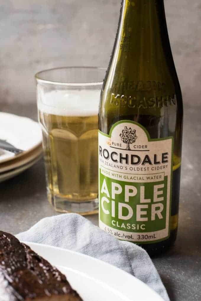 Closeup of apple cider bottle