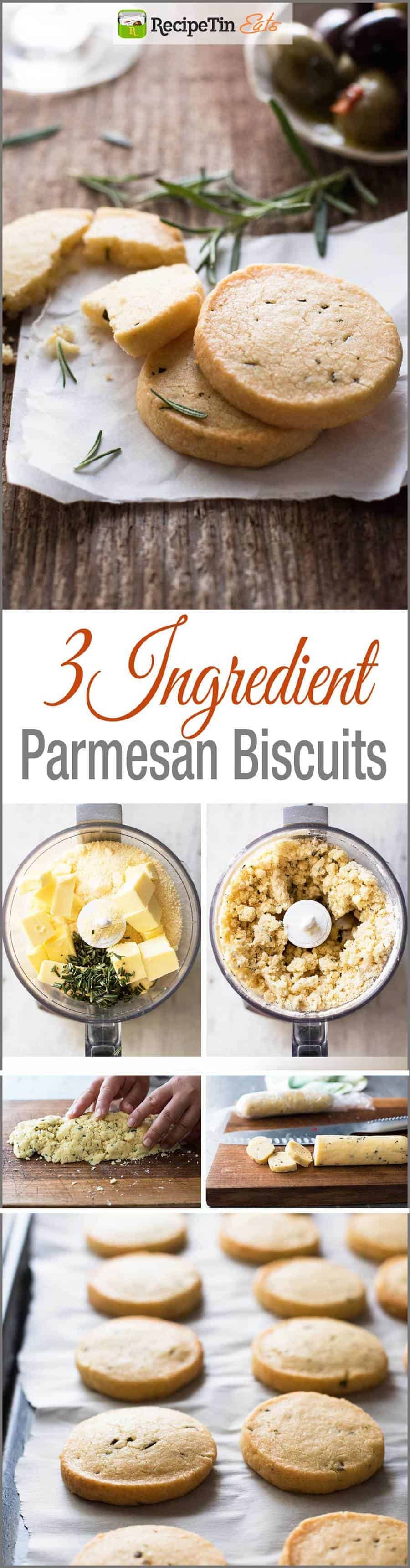 Parmesan Shortbread Biscuit - Butter, flour and parmesan (rosemary optional) is all you need to make these perfectly buttery, crumbly shortbread biscuits.