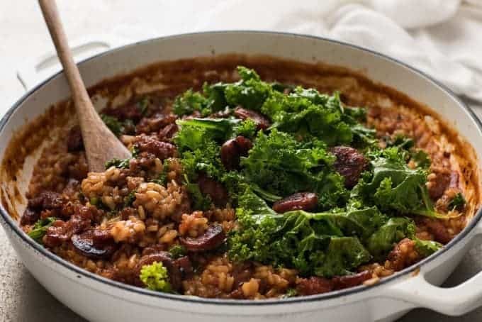 Chorizo Risotto with Kale - Chorizo is the key to the beautiful flavours in this risotto!