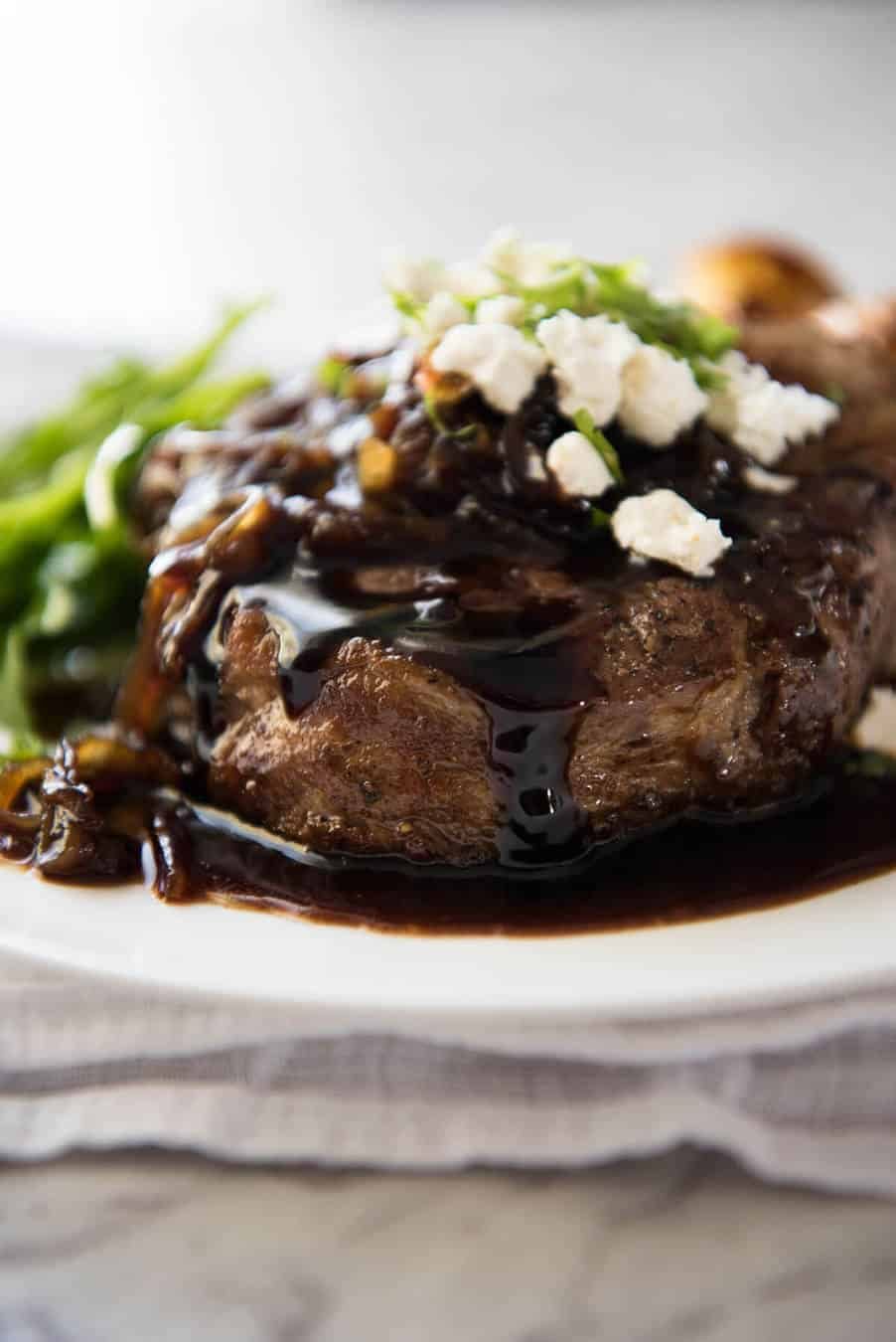 These Balsamic Pork Chops are fantastic for midweek meals - so fast and easy! The sweet tangy balsamic glaze is incredible! www.recipetineats.com