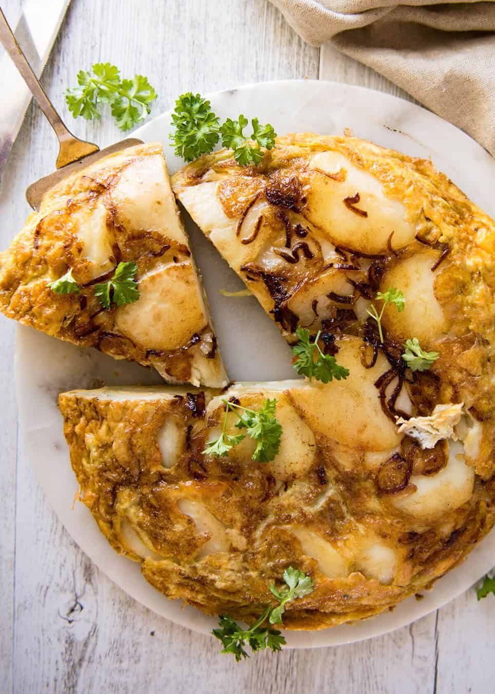 Spanish Omelette (Tortilla) - One of the best omelettes in the world, made with just eggs, potatoes, onion and olive oil! recipetineats.com