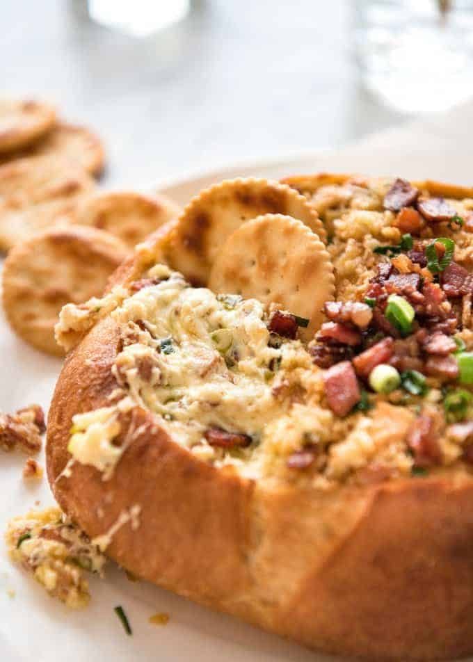 This Cheese and Bacon Dip is creamy, cheesy and loaded with bacon! Super easy to make, made with cream cheese. recipetineats.com