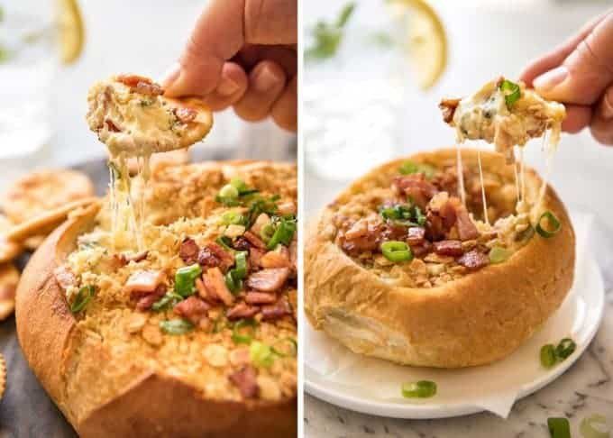 This Cheese and Bacon Dip is creamy, cheesy and loaded with bacon! Super easy to make, made with cream cheese. recipetineats.com