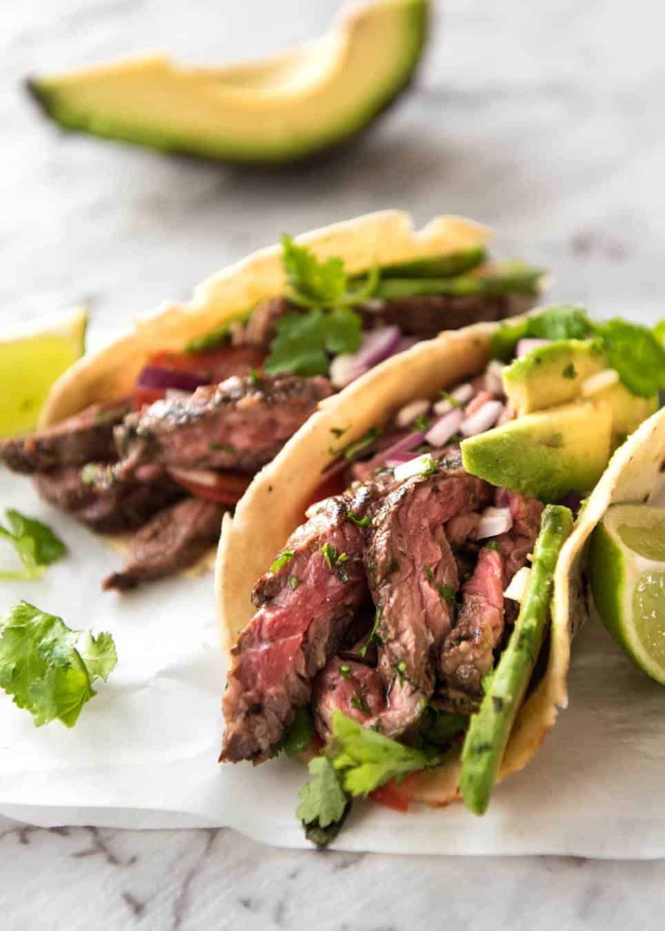 Carne Asada grilled to perfect, pink inside, marinated in a citrusy, garlicky authentic Carne Asada marinade. recipetineats.com