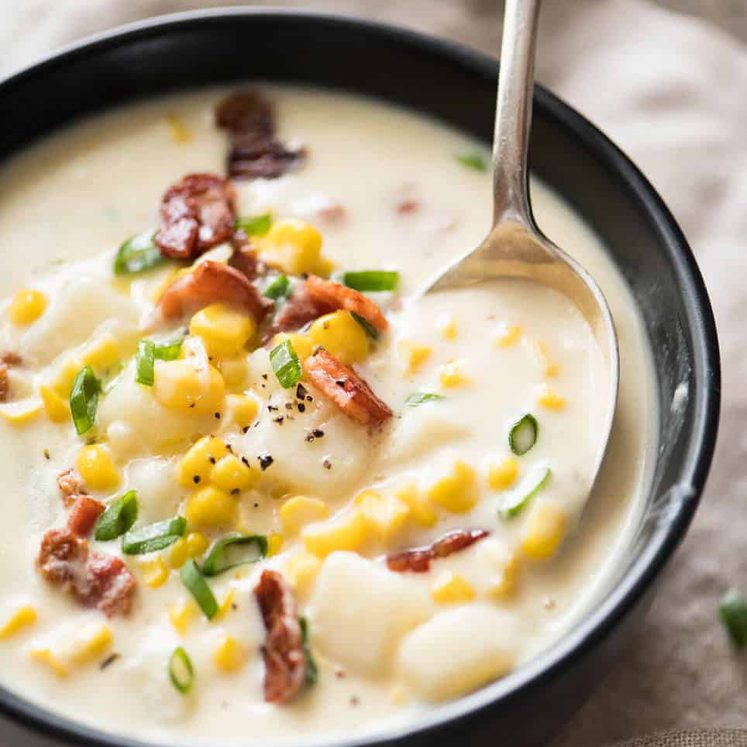 Creamy Corn Chowder with Bacon, with a couple of simple tips for make it extra tasty! recipetineats.com