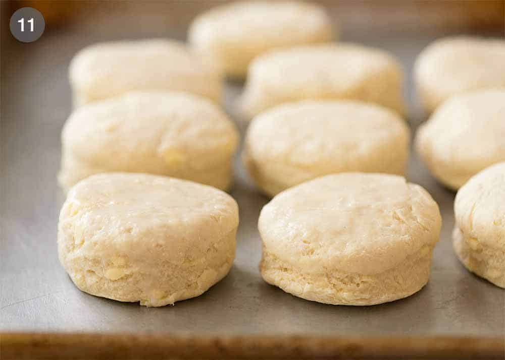Scones on a tray, ready for baking