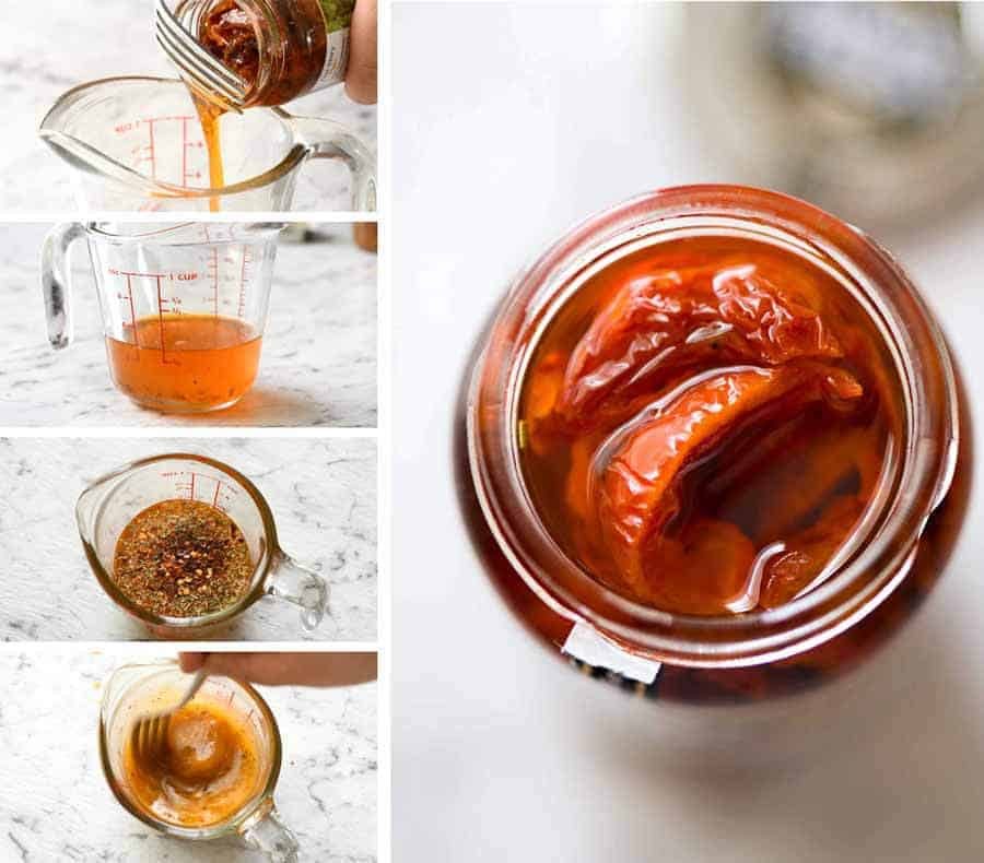 Preparation steps for Sun Dried Tomato Dressing for Pasta Salad