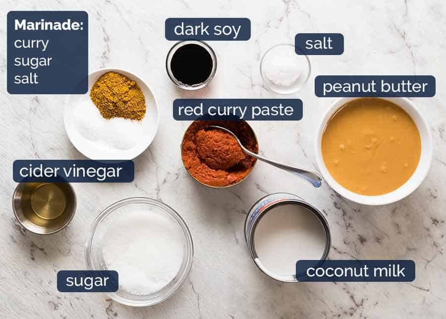 Ingredients in Thai Chicken Satay with Peanut Sauce