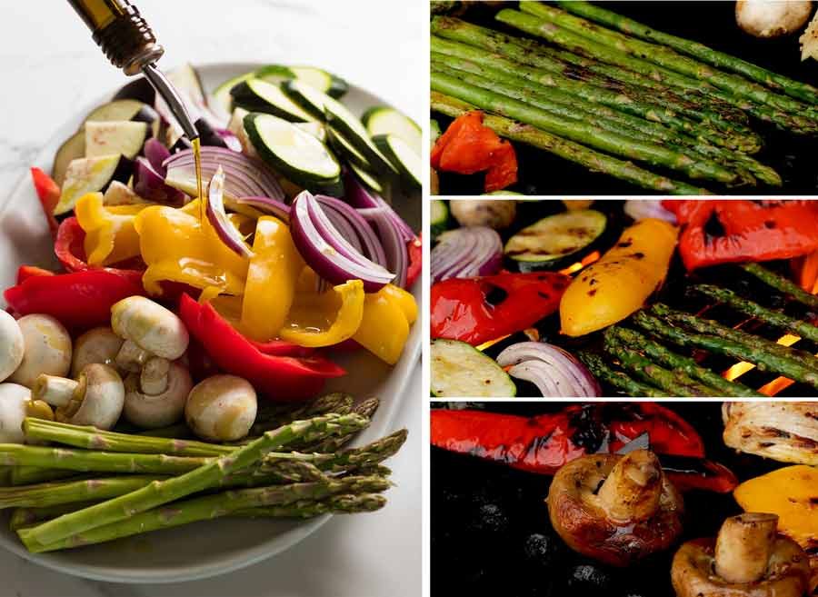 Making marinated Grilled Vegetables