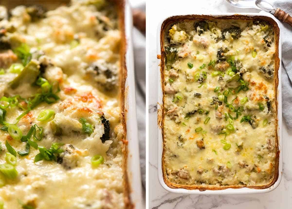 Overhead photo of Ultra Lazy creamy Chicken Rice Casserole 