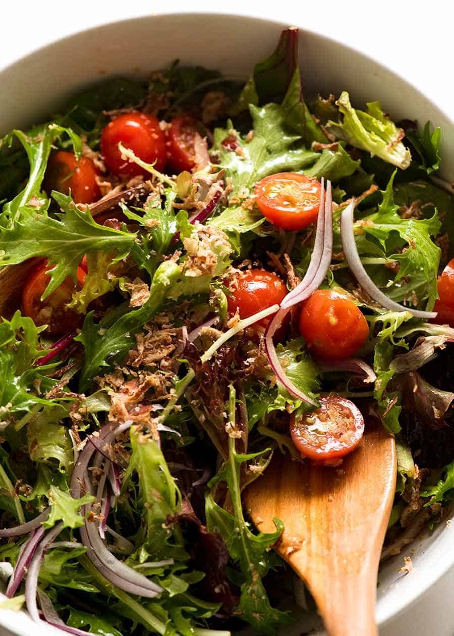 Overhead photo of Asian Side Salad, ready to be served