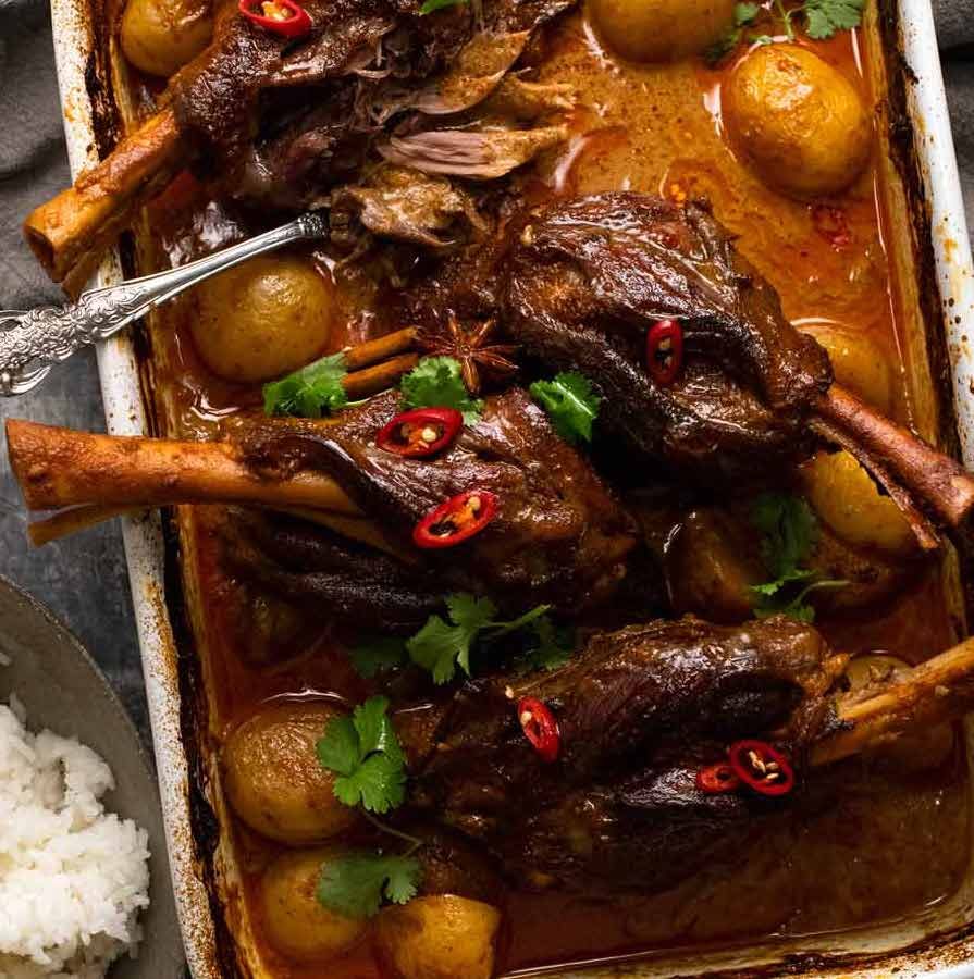 Slow Roasted Lamb Shanks in Massaman Curry