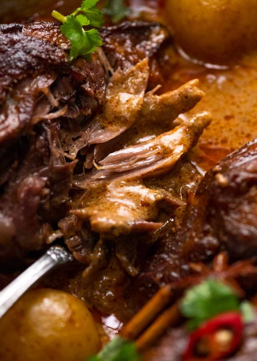 Close up of Massaman Curry Lamb Shanks
