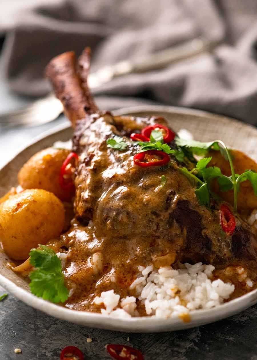Massaman Curry Lamb Shanks served with Jasmine rice