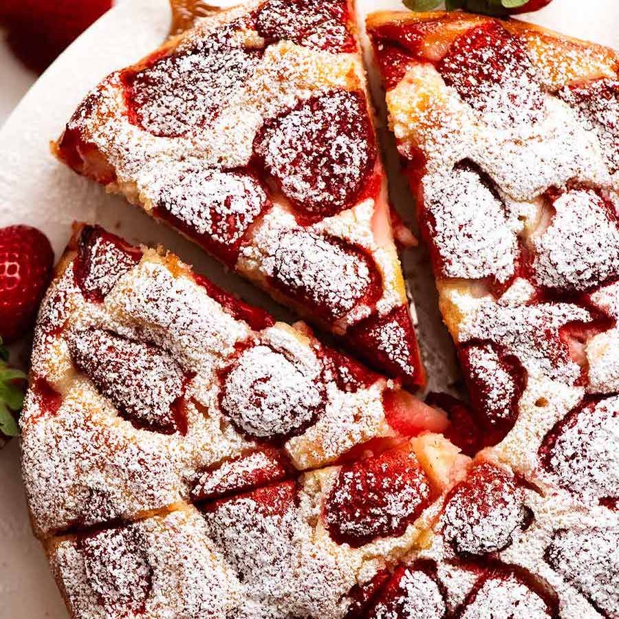 Close up of strawberry cake recipe