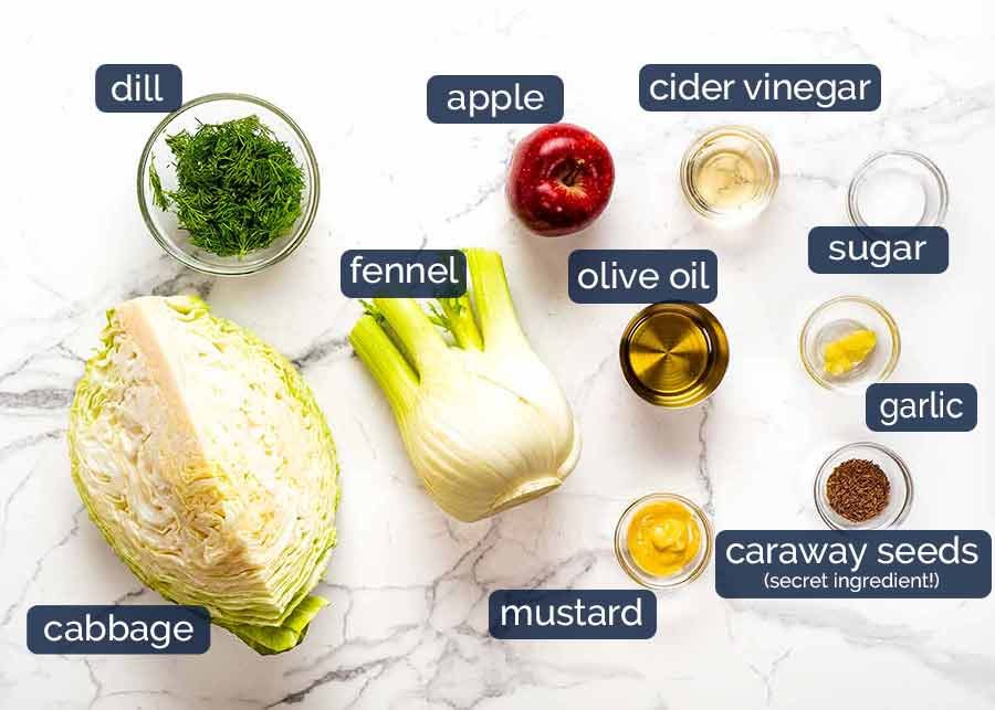 Ingredients in No Mayo Coleslaw (Apple Slaw)