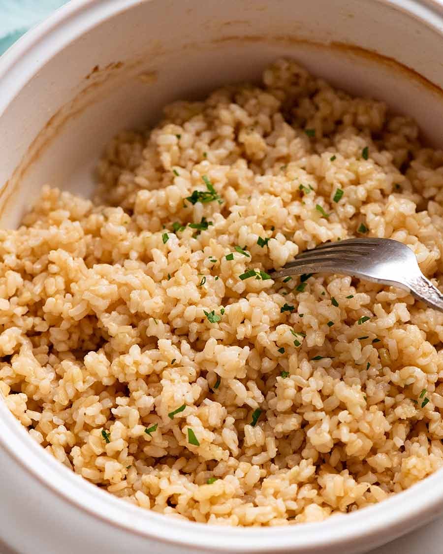 Baked brown short grain rice