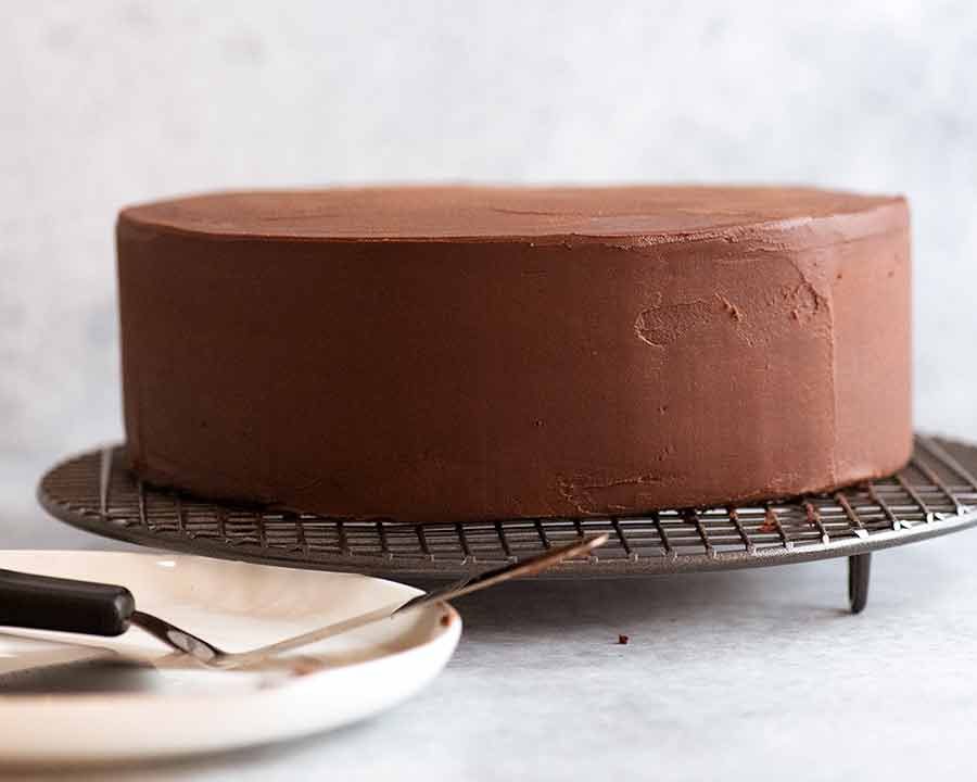 Smooth Chocolate Ganache covered chocolate cake