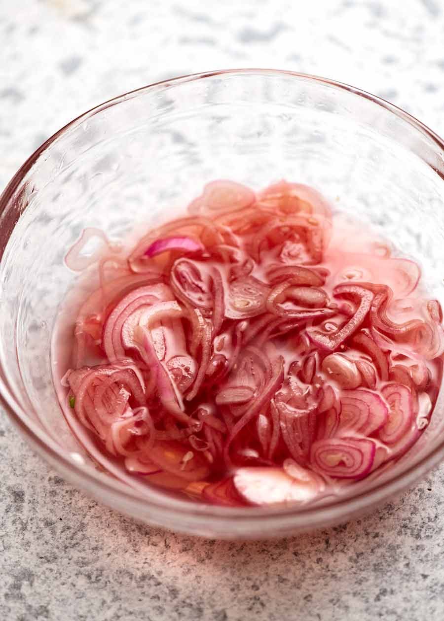 Quick pickled eschalots for French Bistro Salad