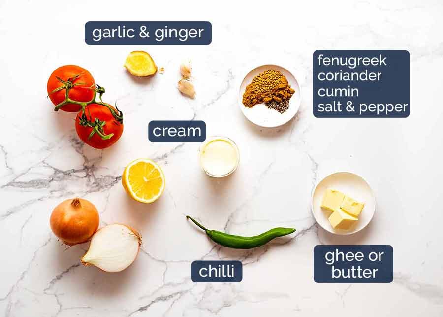 Palak Paneer ingredients