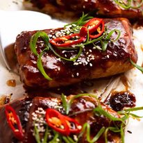 Close up of freshly cooked Asian Glazed Baked Barramundi