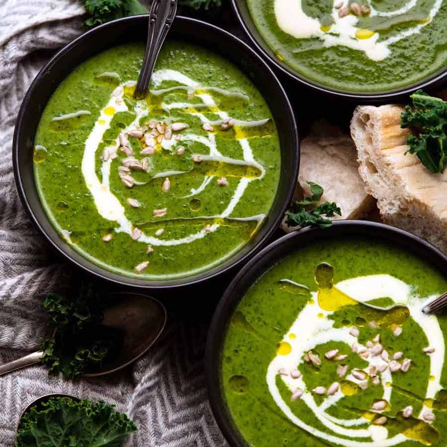 3 bowls of Immunity Boosting Green Goddess Soup