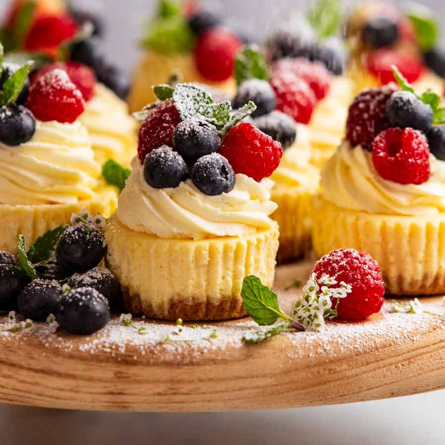 Close up of Mini cheesecakes
