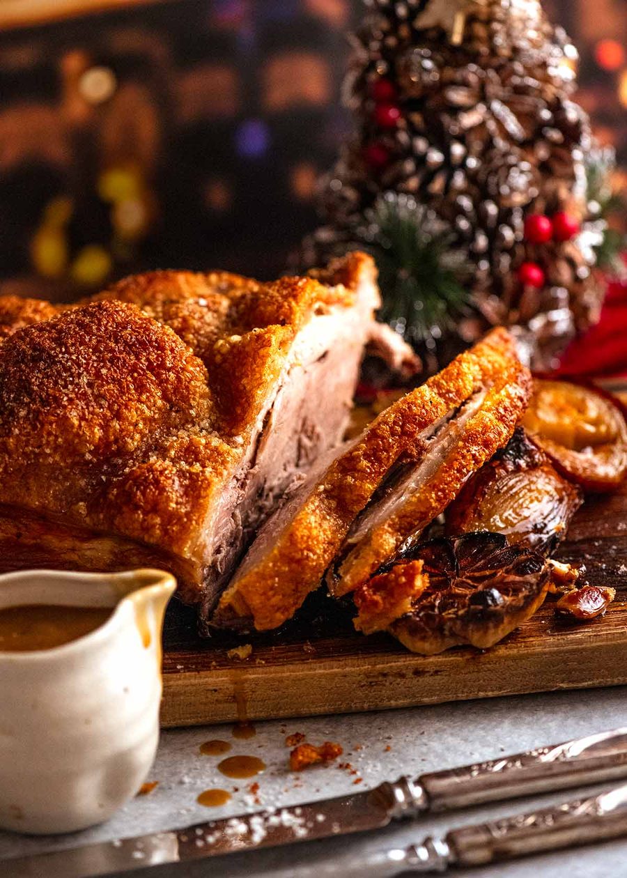 Pork Roast with Crispy Crackling for Christmas