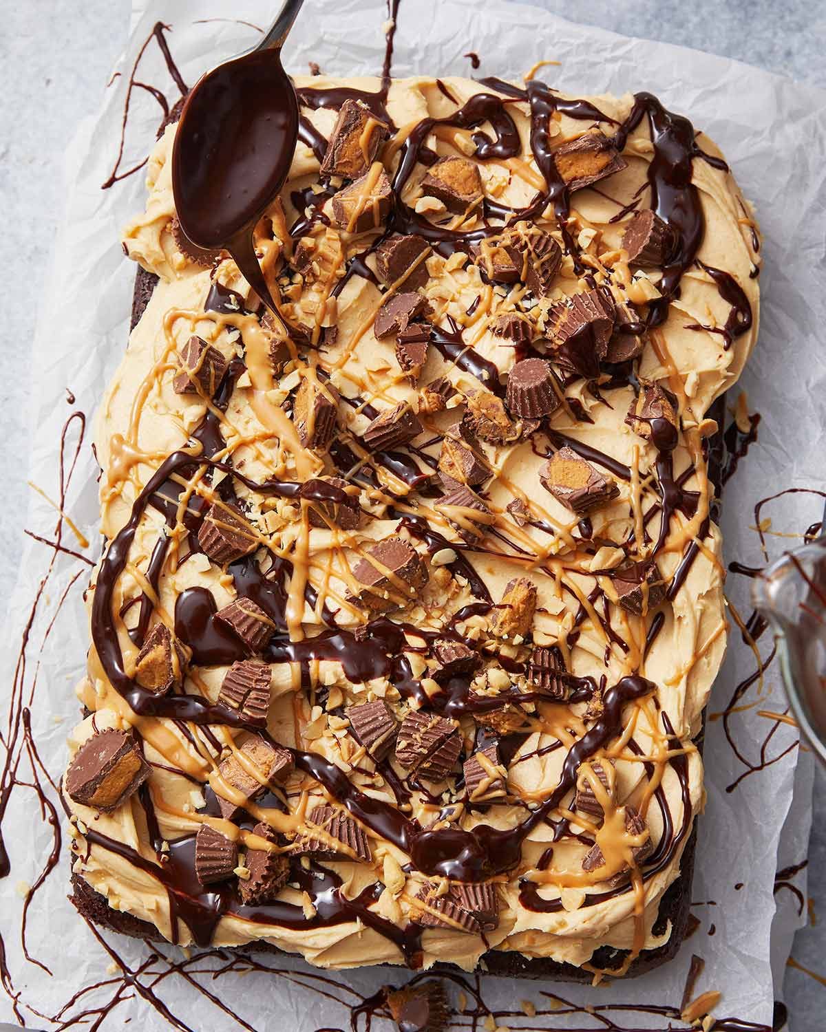 Decorating Chocolate peanut butter cake