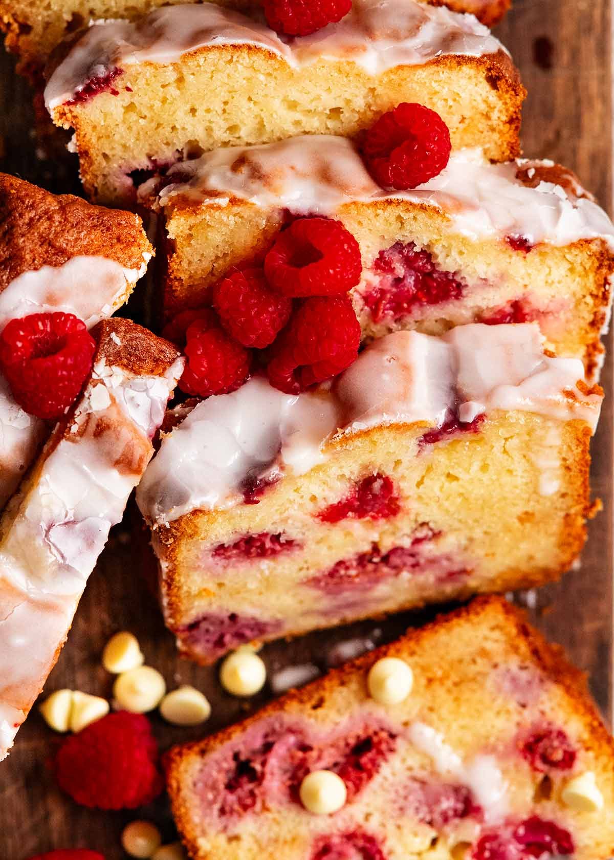 White chocolate raspberry loaf (quick bread)