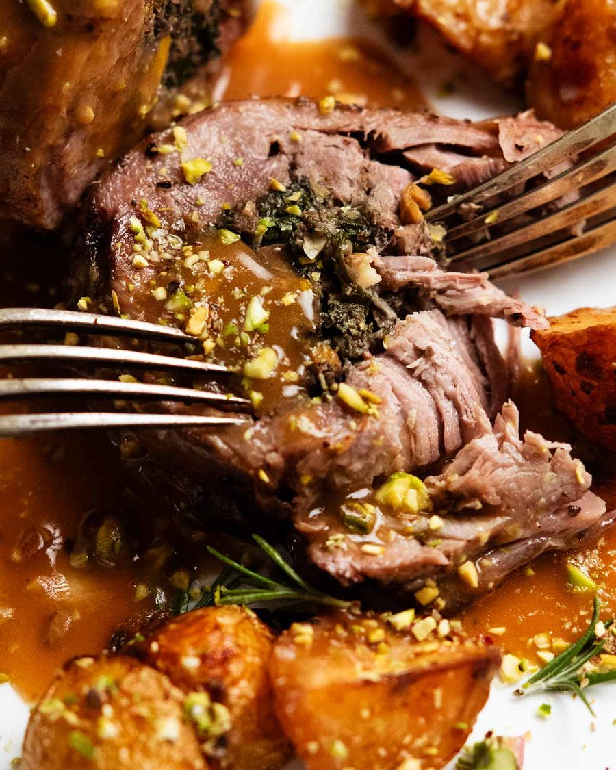 Easter slow-roast stuffed lamb