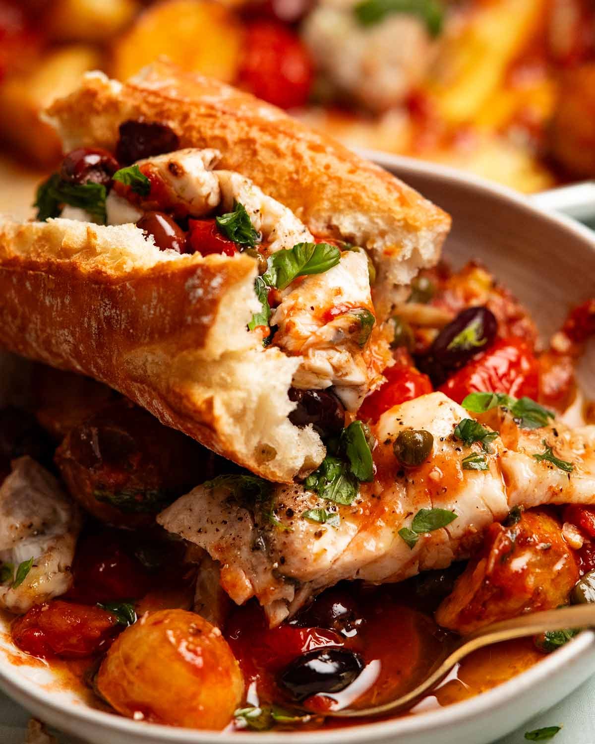 Puttanesca fish tray bake dinner