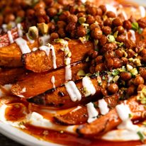 Maple sweet potato salad with whipped tahini