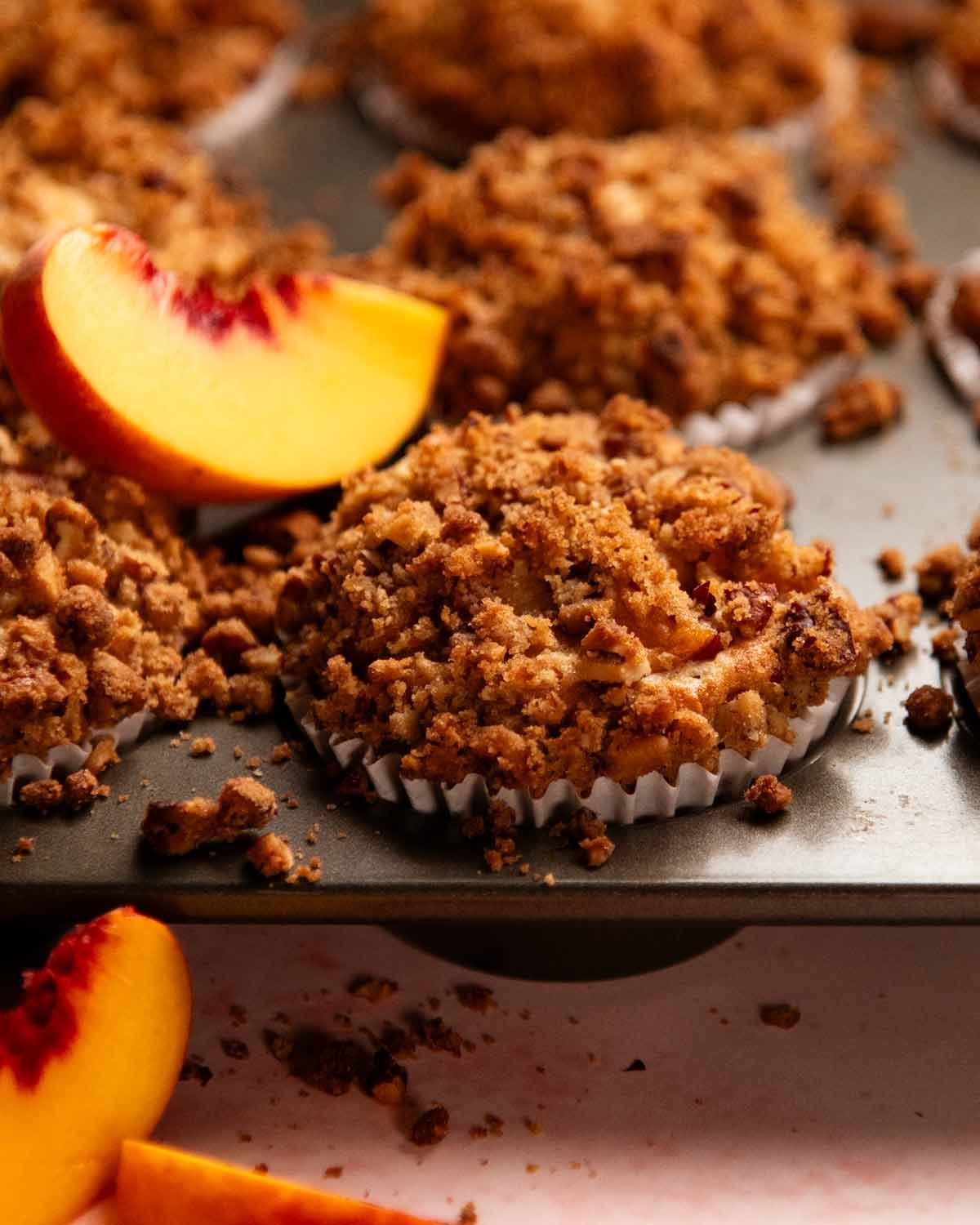 Peach Crumble Muffins