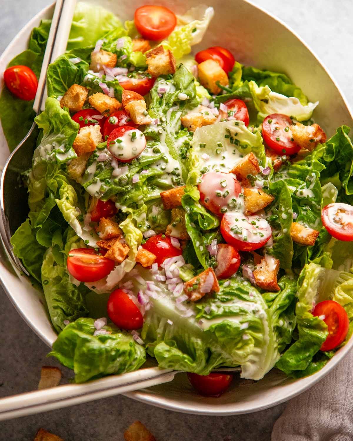 French Baby Gem Lettuce Salad with Creamy French Dressing