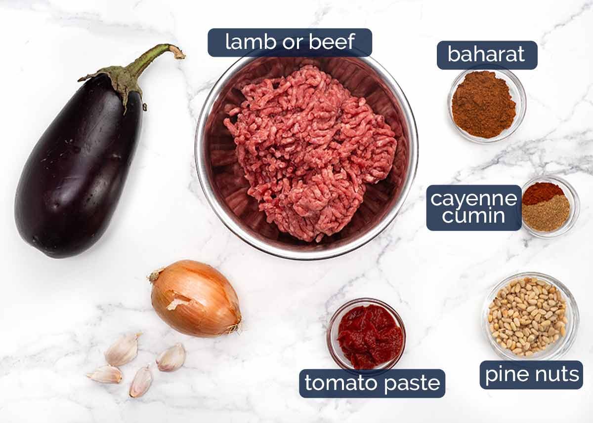 Ingredients for Golden Saffron Rice Bake stuffed with Spiced Meat