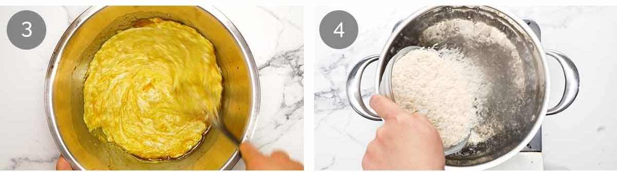 Golden Saffron Rice Bake stuffed with Spiced Meat