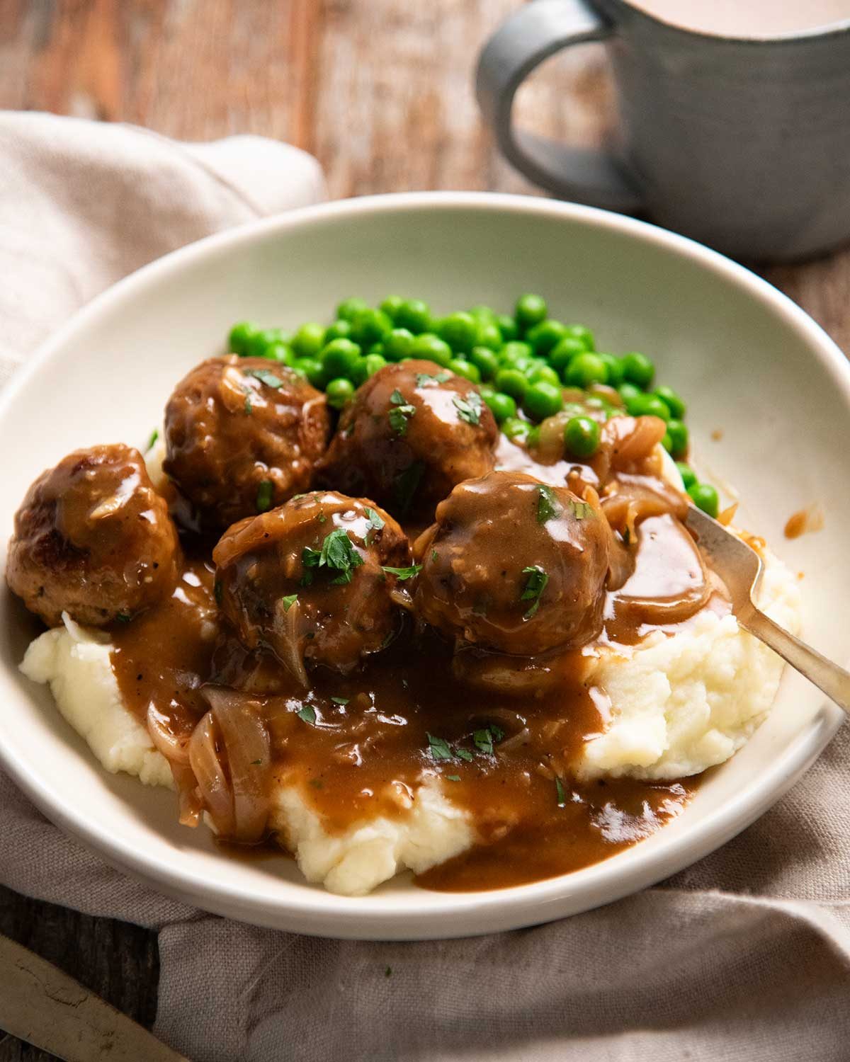 Country Pork Meatballs with Onion Gravy