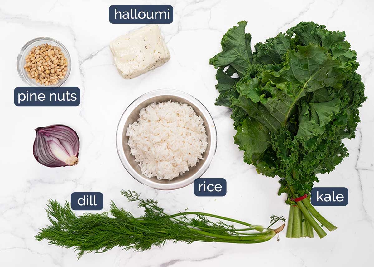 Crispy Shredded Halloumi Salad with Kale