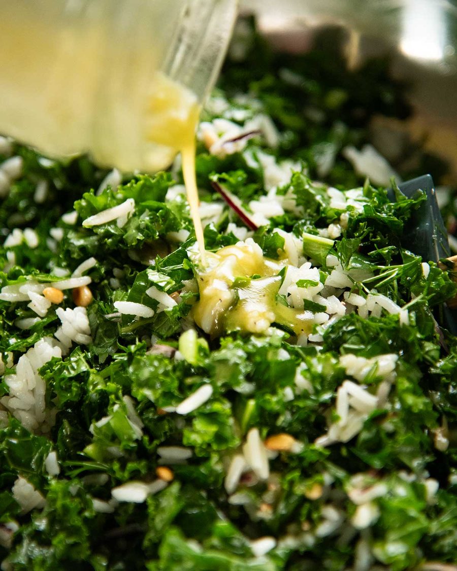 Crispy Shredded Halloumi Salad with Kale