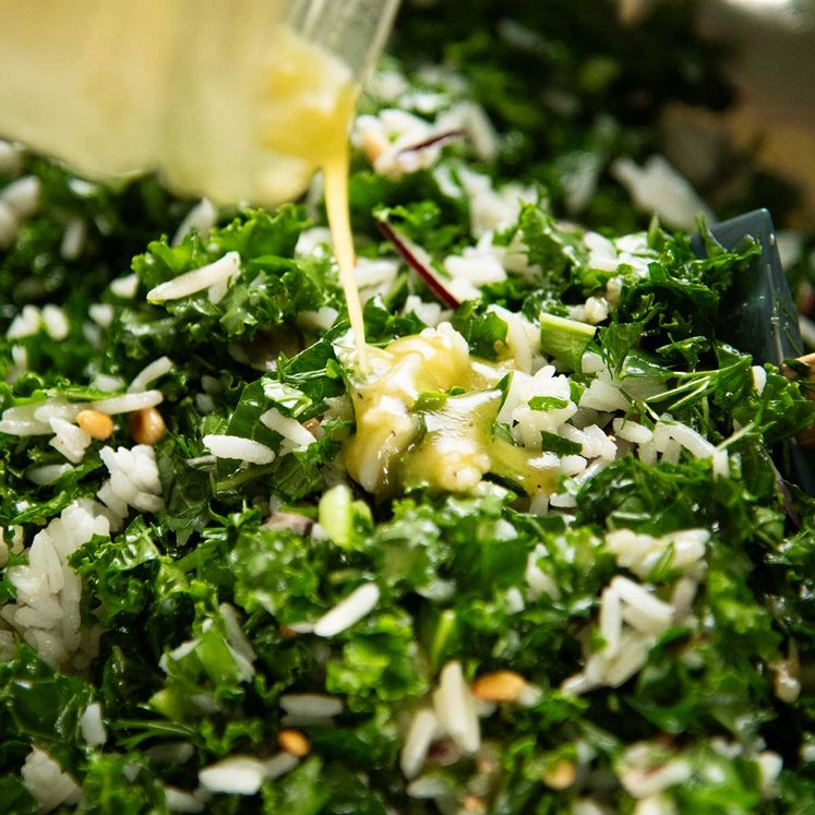 Crispy Shredded Halloumi Salad with Kale