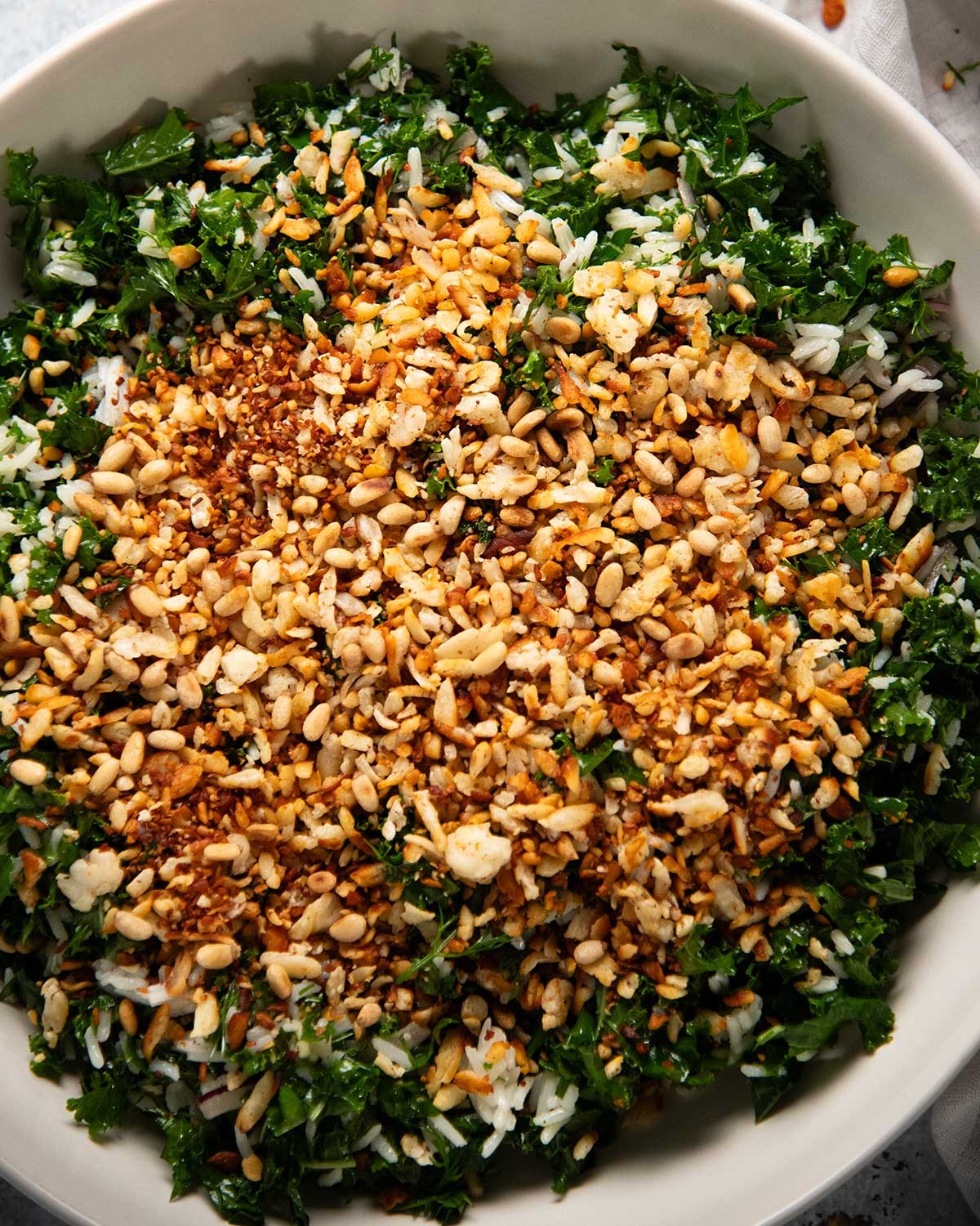 Crispy Shredded Halloumi Salad with Kale